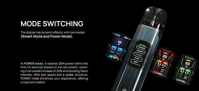 sp2s uranus pod kit has smart mode and power mode